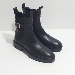 Black Zara leather boots 6 size